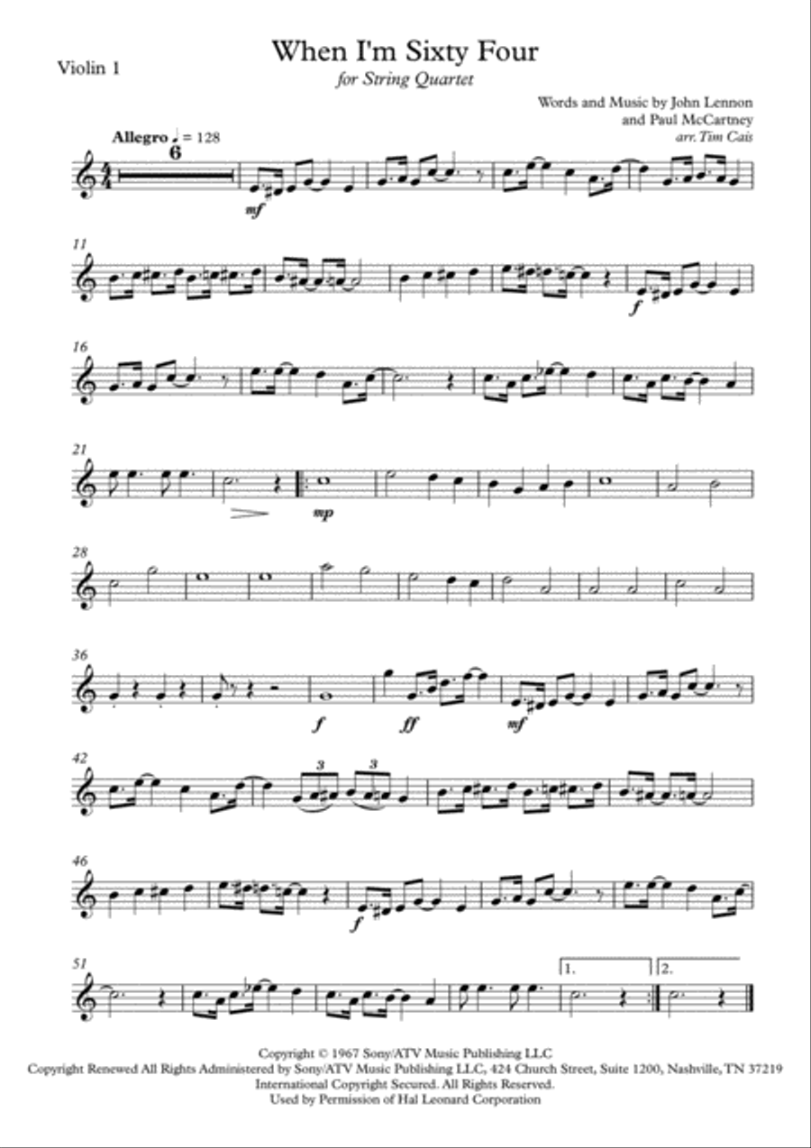 When I'm Sixty-Four String Quartet scores gallery preview page 4