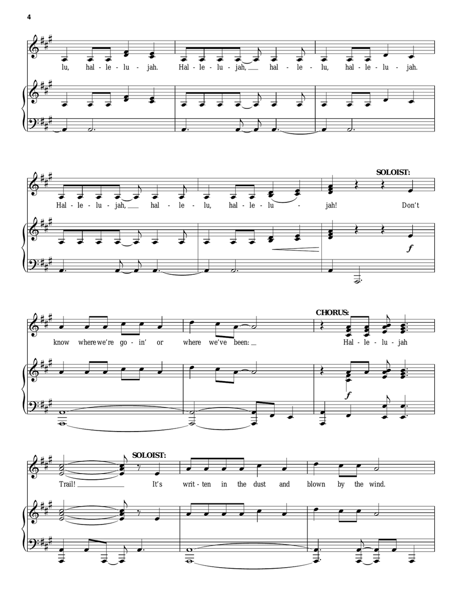 The Hallelujah Trail (Main Theme) Piano, Vocal, Guitar scores gallery preview page 4