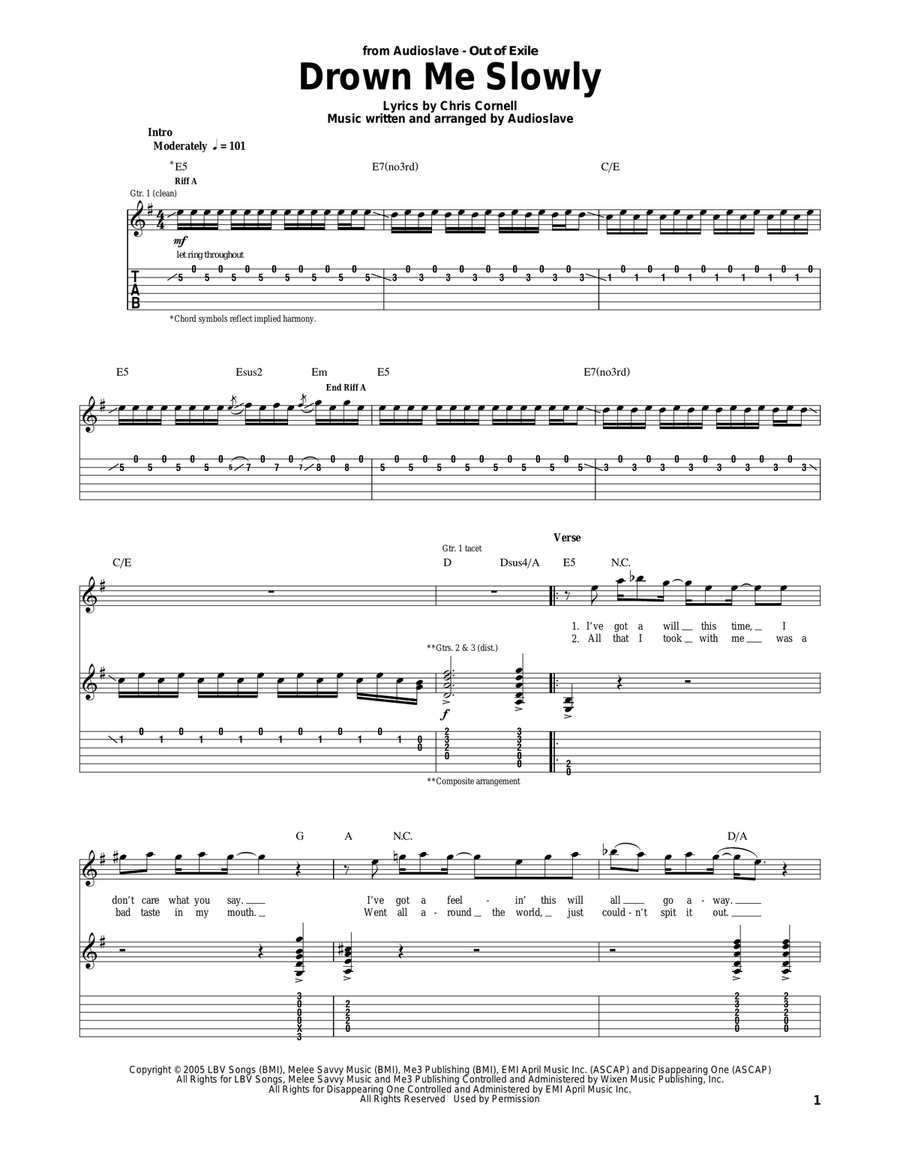 Drown Me Slowly Drown Me Slowly Acoustic Guitar scores gallery preview page 1