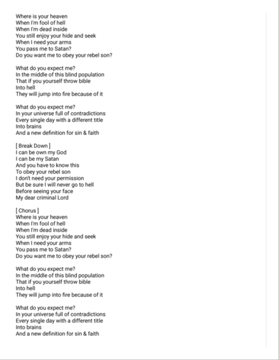 To Obey Your Rebel Son To Obey Your Rebel Son Piano, Vocal, Guitar scores gallery preview page 2