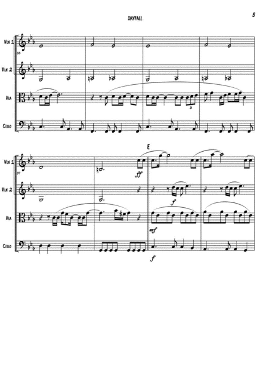 Skyfall Skyfall String Quartet scores gallery preview page 5