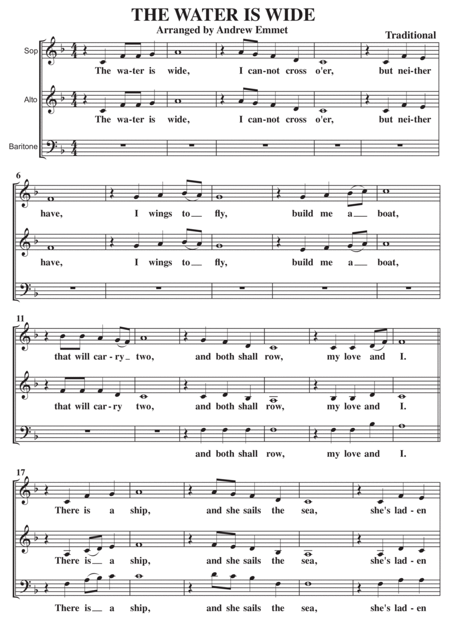 The Water Is Wide A Cappella SAB The Water Is Wide A Cappella SAB 3-Part scores gallery preview page 1