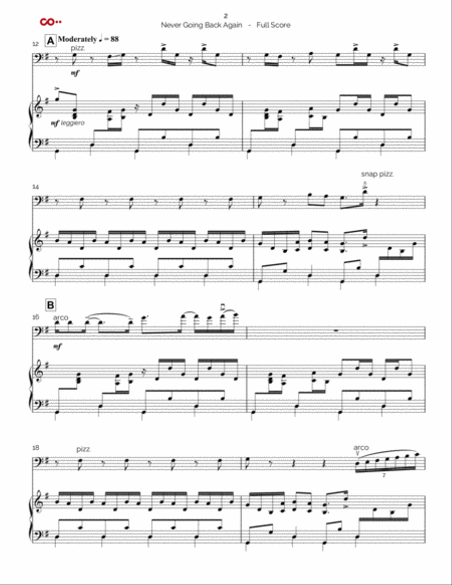 Never Going Back Again String Duet scores gallery preview page 2