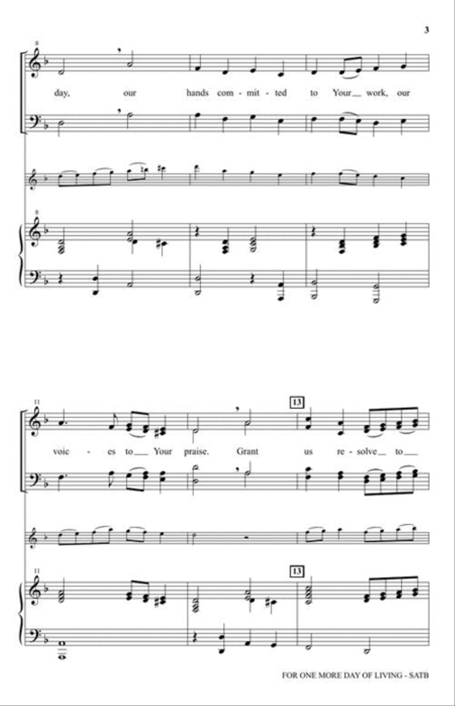 For One More Day of Living 4-Part scores gallery preview page 4