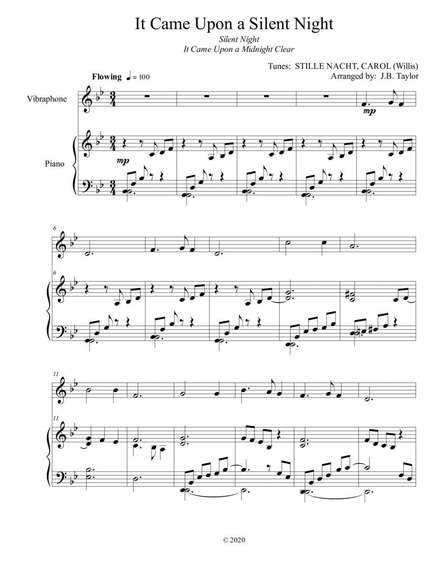 It Came Upon a Silent Night Percussion Ensemble scores gallery preview page 1