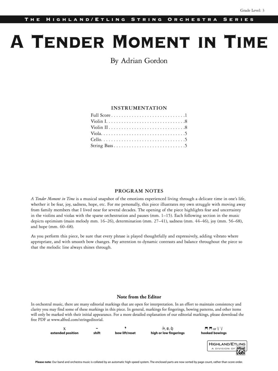 Book cover for A Tender Moment in Time: Score