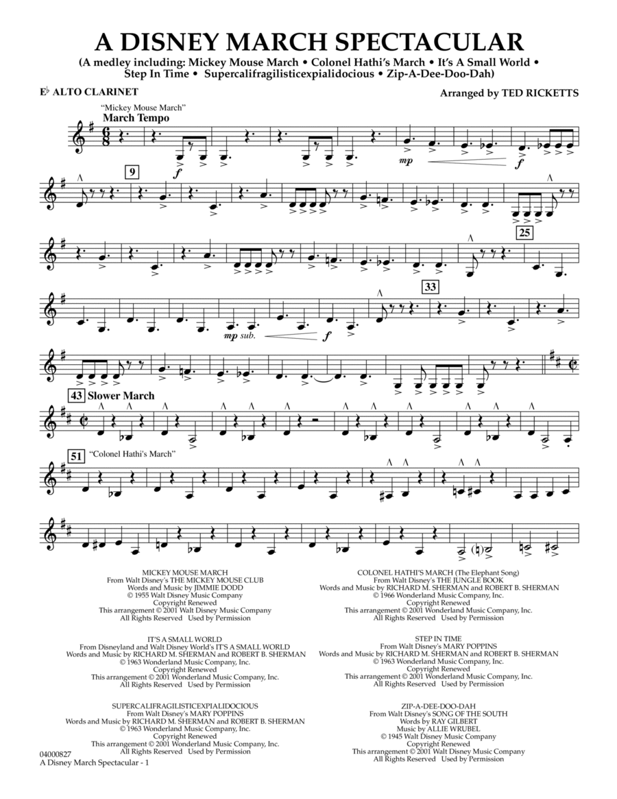 A Disney March Spectacular - Eb Alto Clarinet Clarinet scores gallery preview page 1