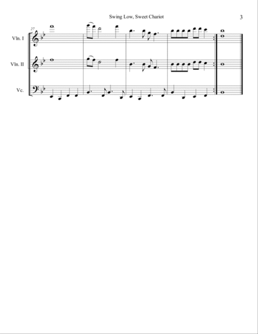 Swing Low, Sweet Chariot String Trio scores gallery preview page 4