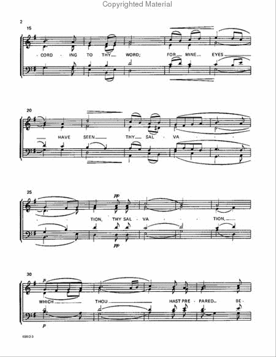 Lord, Now Lettest Thou (Nunc dimittis) No. 1 4-Part scores gallery preview page 3
