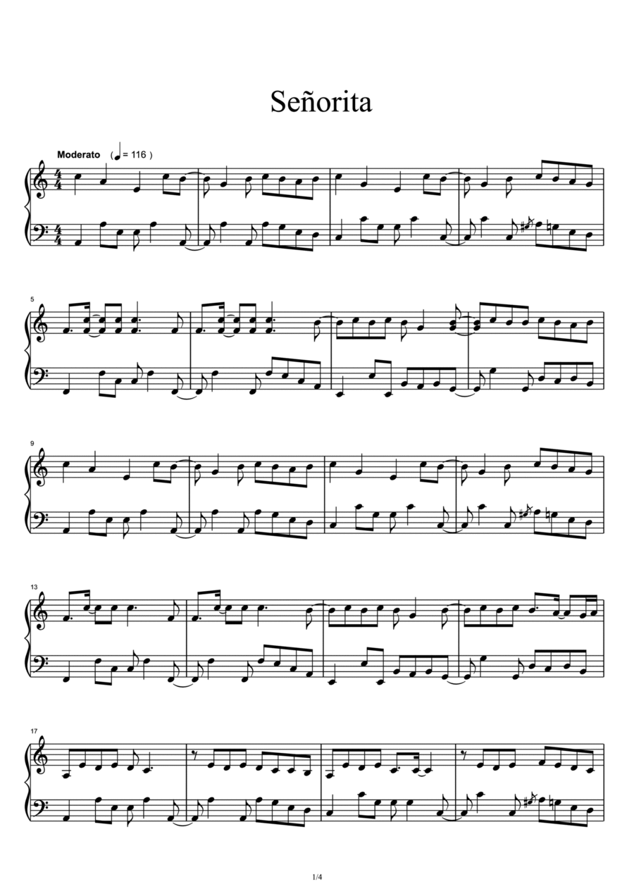 Señorita Señorita Piano Solo scores gallery preview page 1
