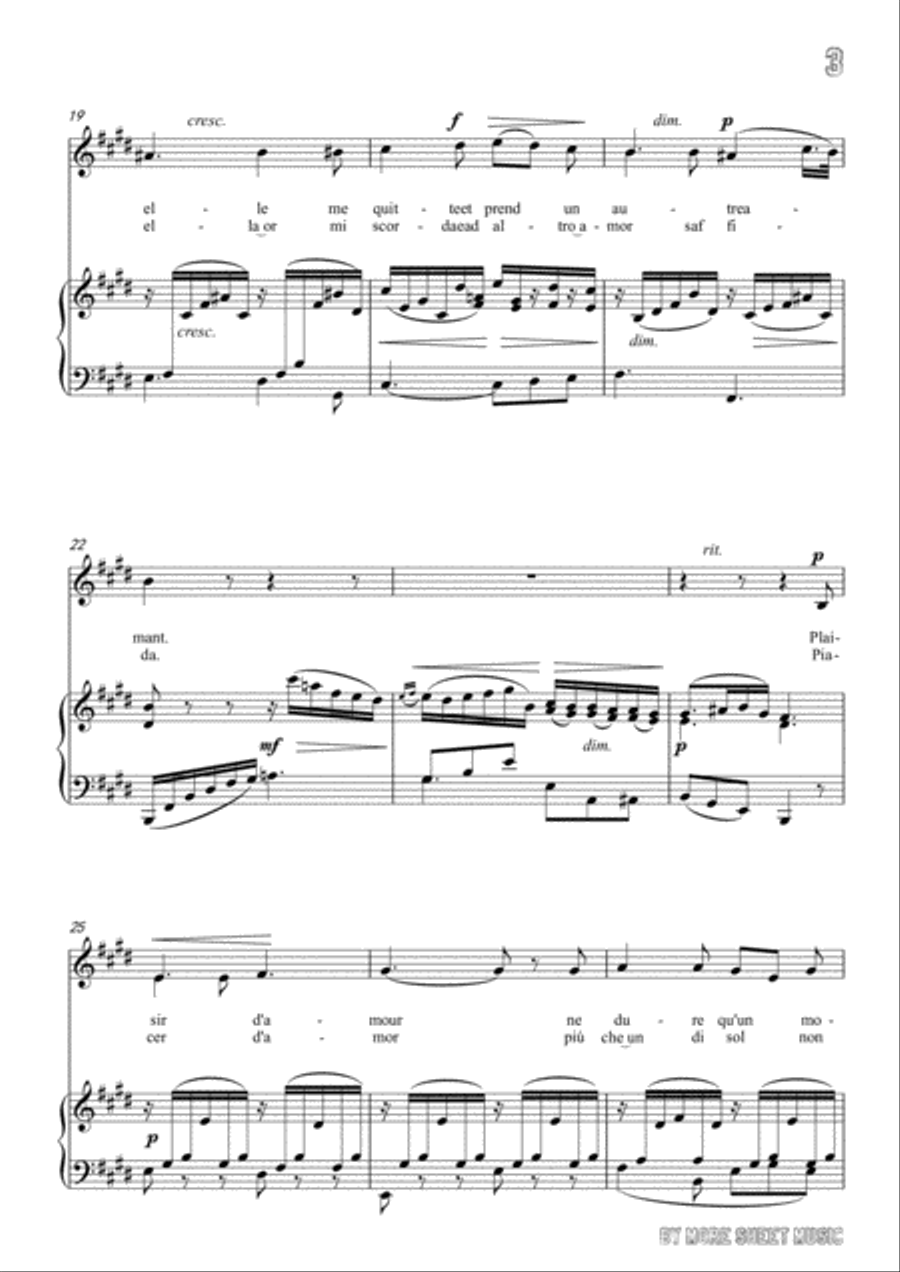 Giovanni-Piacer d'amor in E Major,for Voice and Piano Voice Solo scores gallery preview page 5