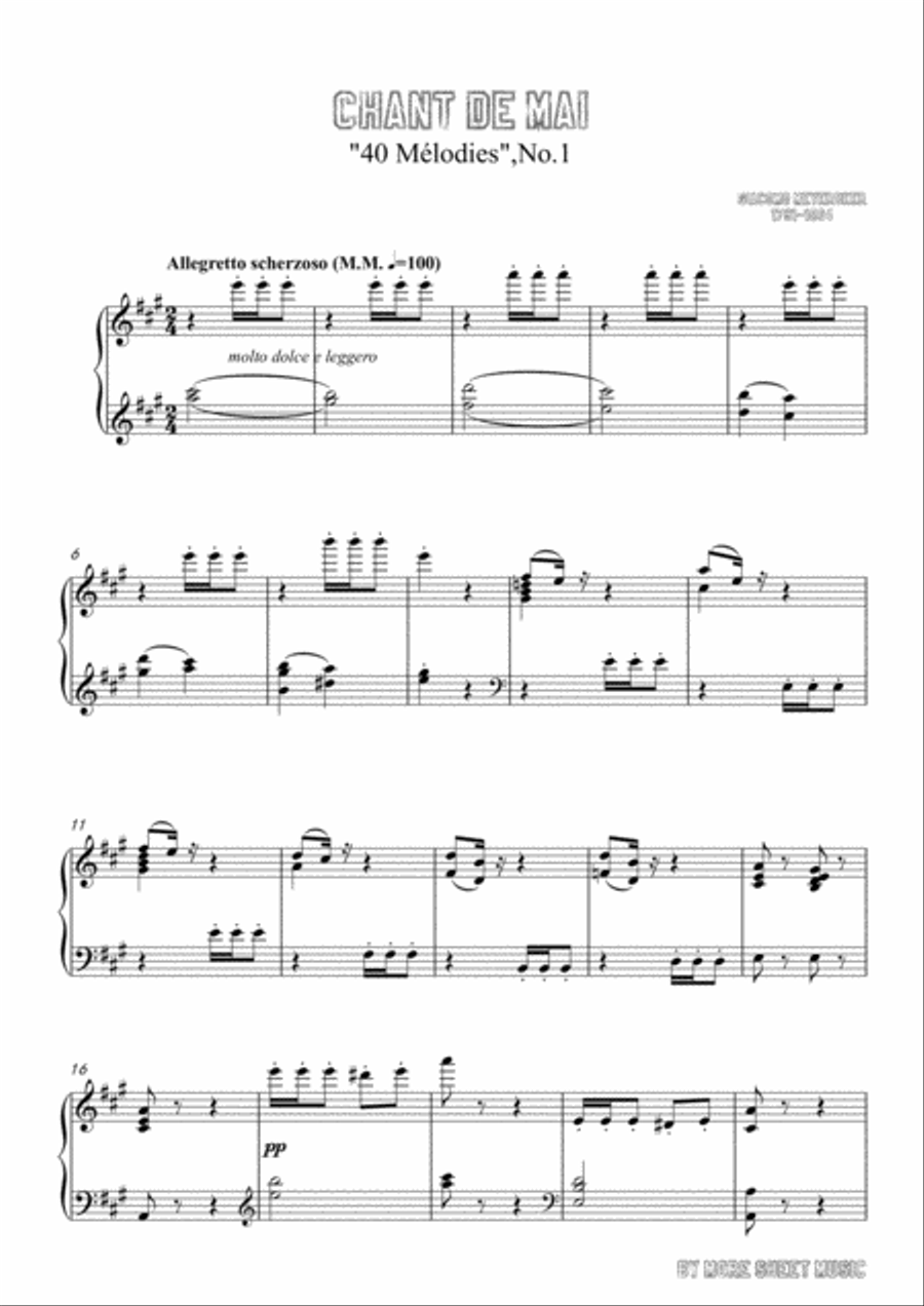 Meyerbeer-Chant de mai in A Major,for Voice and Piano Voice Solo scores gallery preview page 3