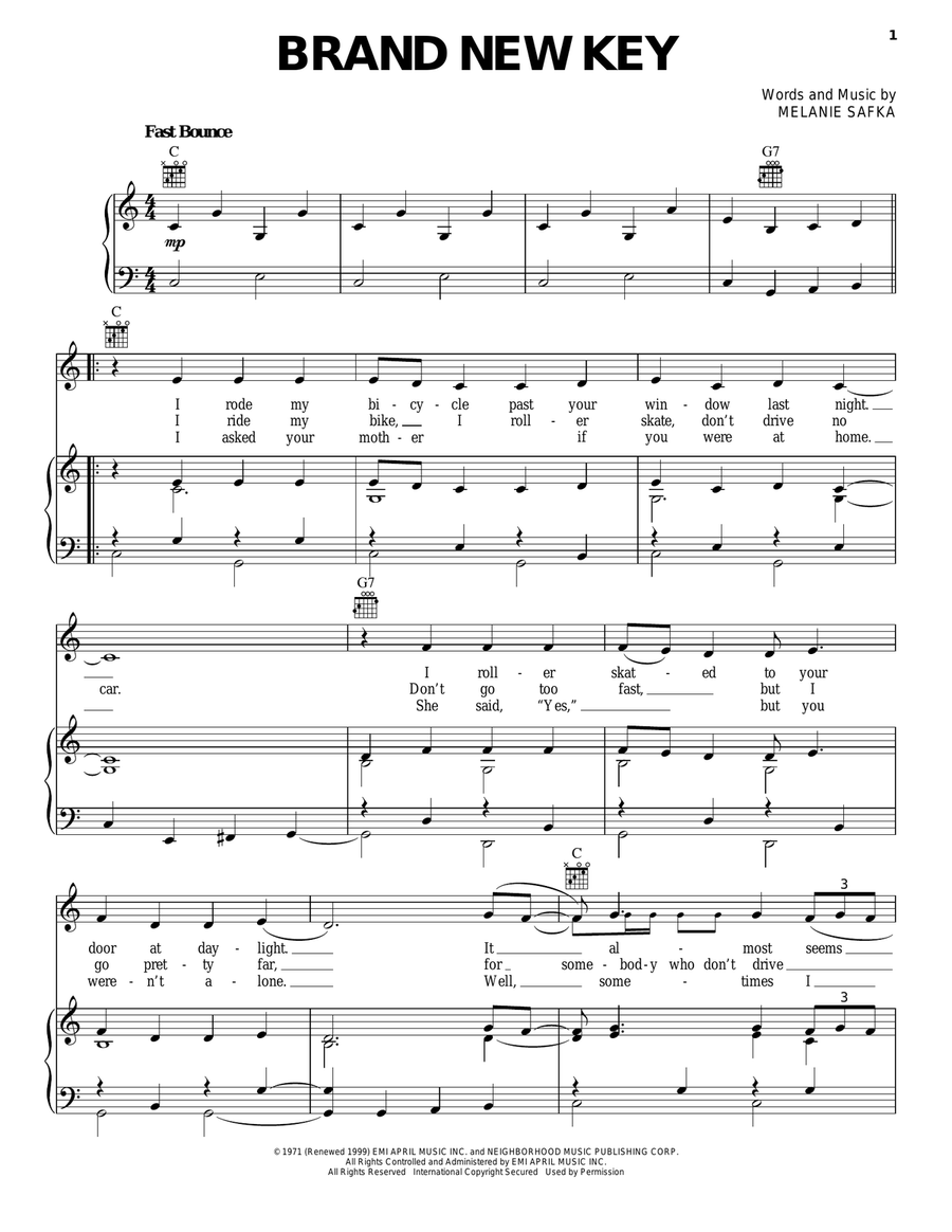 Brand New Key Piano, Vocal, Guitar scores gallery preview page 1