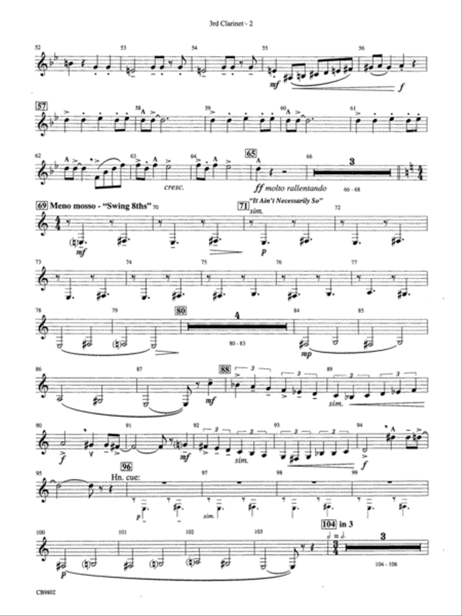 Porgy and Bess® (Medley): 3rd B-flat Clarinet Concert Band scores gallery preview page 2