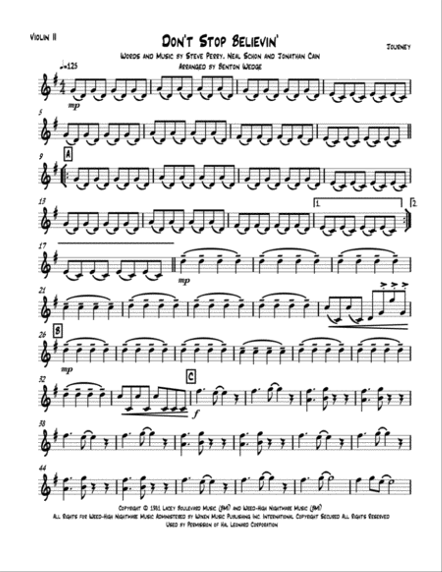 Don't Stop Believin' String Quartet scores gallery preview page 4