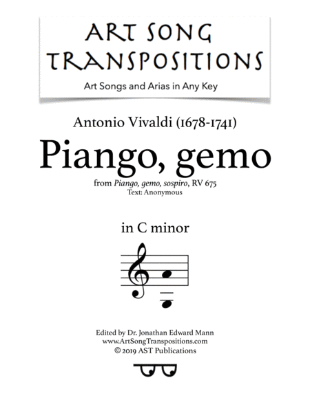 VIVALDI: Piango, gemo, RV 675 (transposed to C minor)