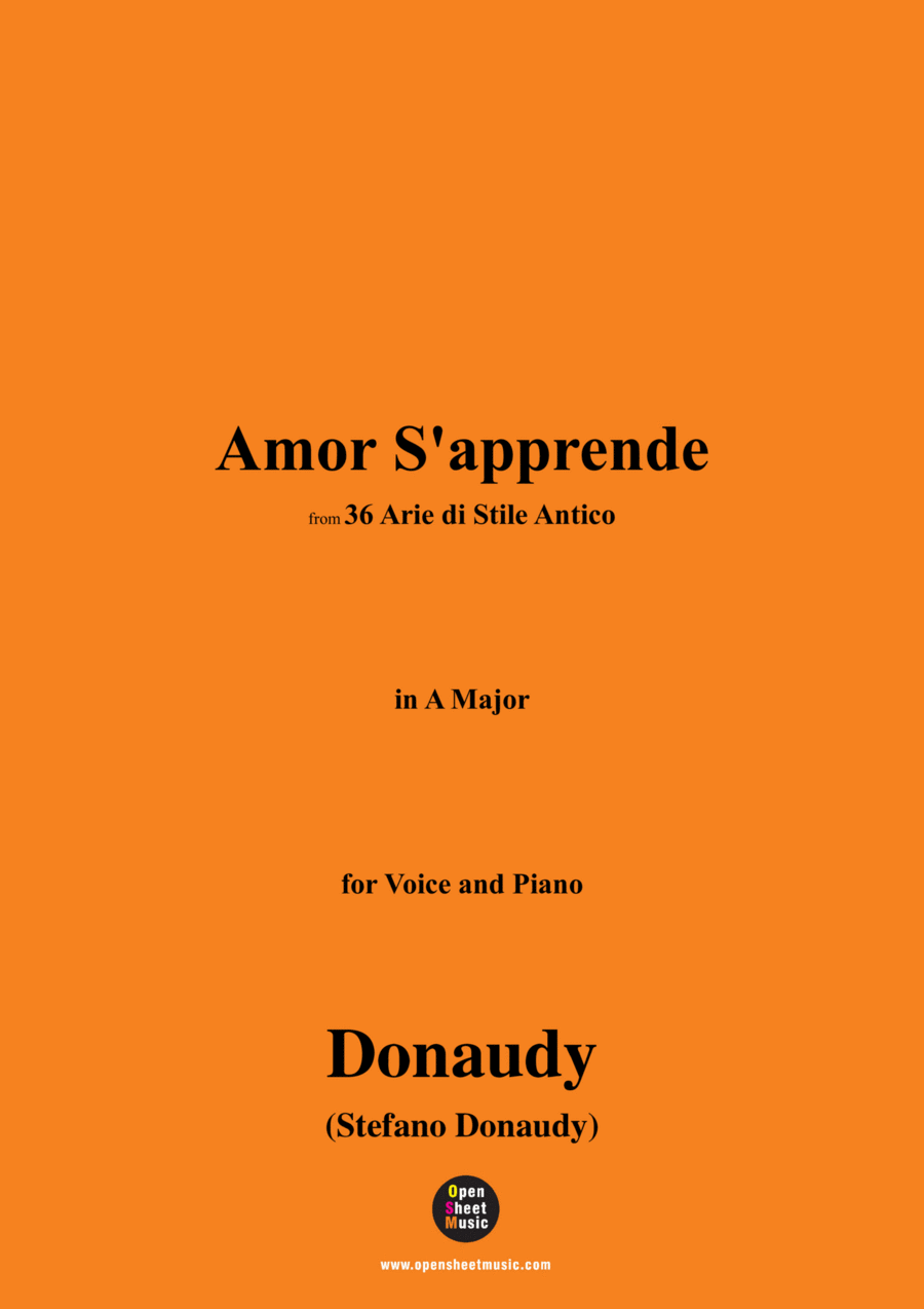 Donaudy-Amor S'apprende,from 36 Arie di Stile Antico,in A Major Voice scores gallery preview page 1