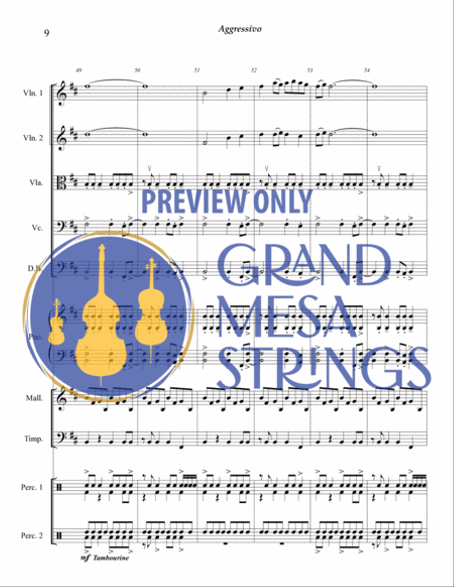 Aggressivo for Strings & Percussion String Orchestra scores gallery preview page 10