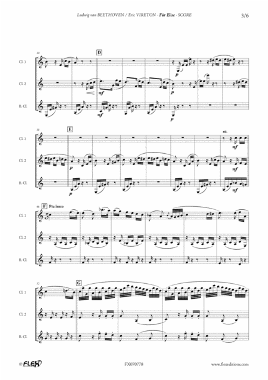 Fur Elise Fur Elise Clarinet Trio scores gallery preview page 3