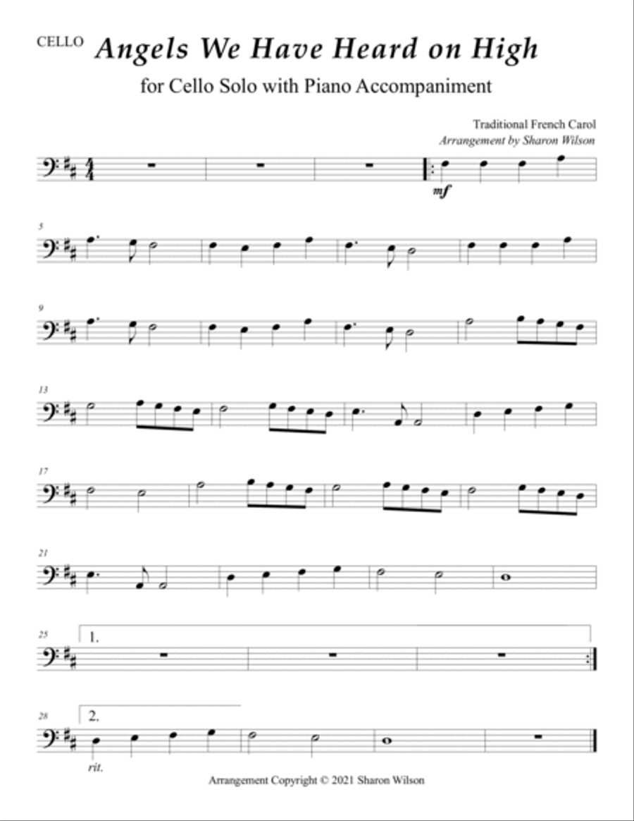 Christmas Carols (A Collection of 10 Easy Cello Solos with Piano Accompaniment) Piano scores gallery preview page 5