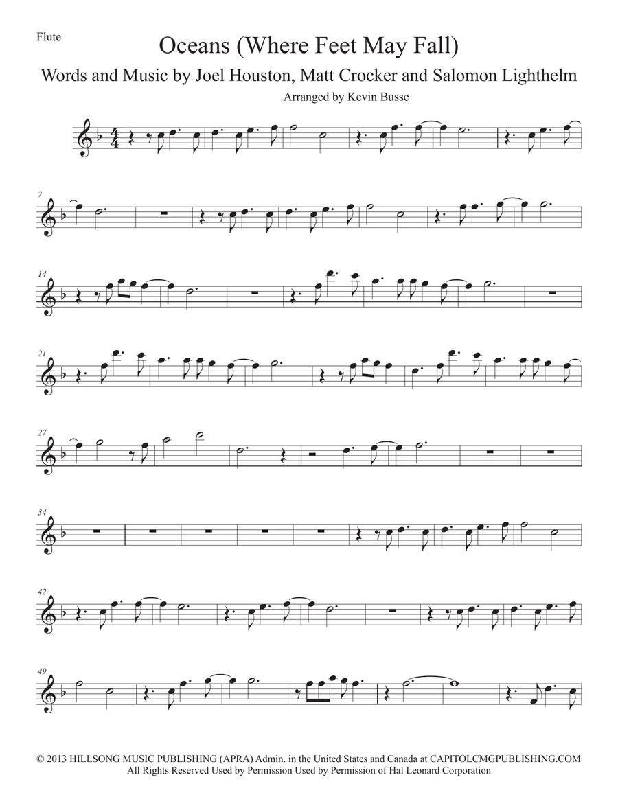Oceans (Where Feet May Fail) Flute Solo scores gallery preview page 1