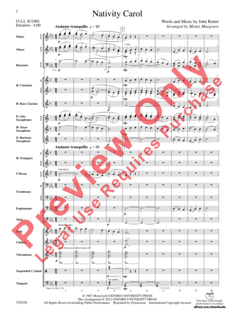 Nativity Carol Concert Band scores gallery preview page 3
