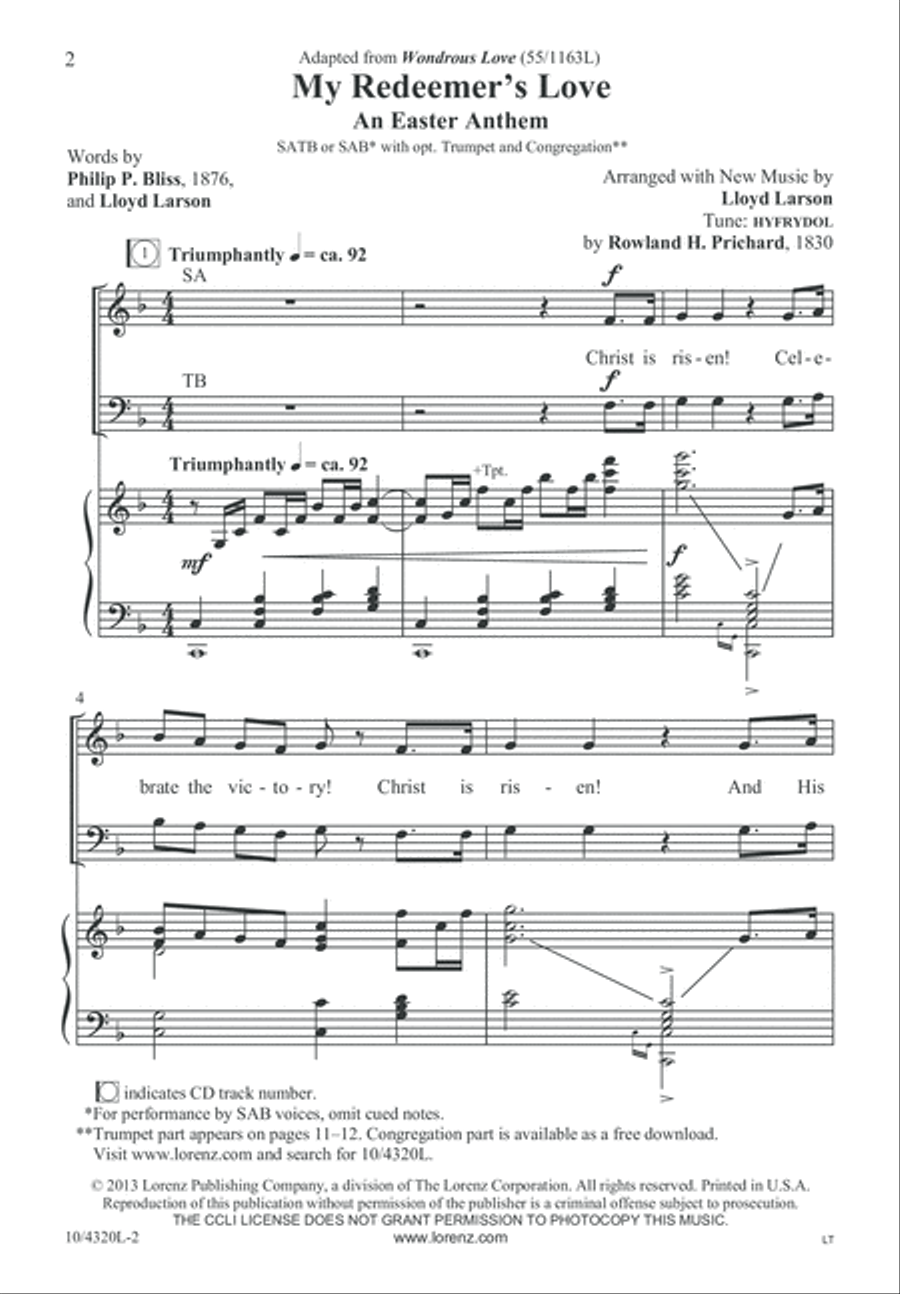 My Redeemer's Love My Redeemer's Love 4-Part scores gallery preview page 2