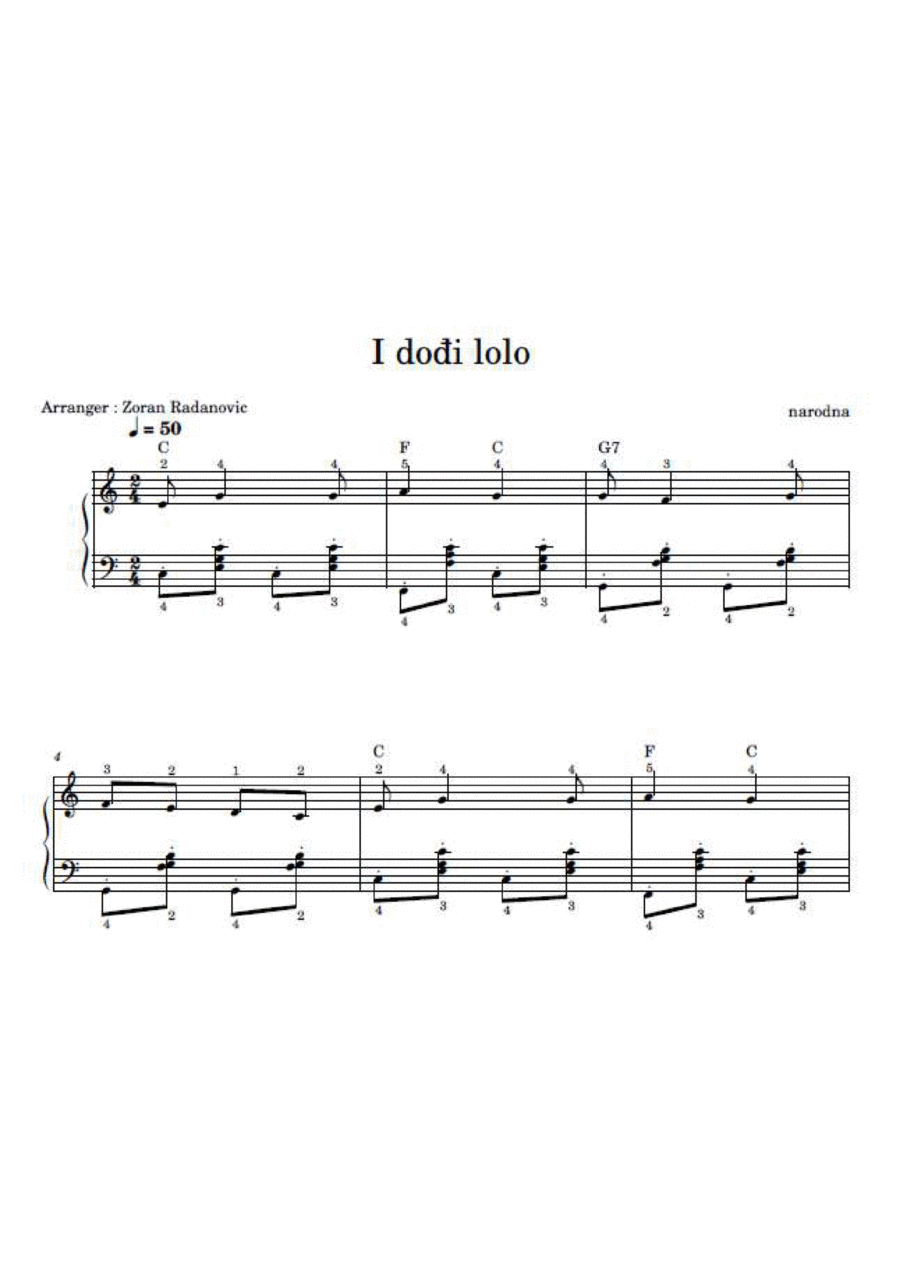 I dođi lolo Easy Piano scores gallery preview page 1