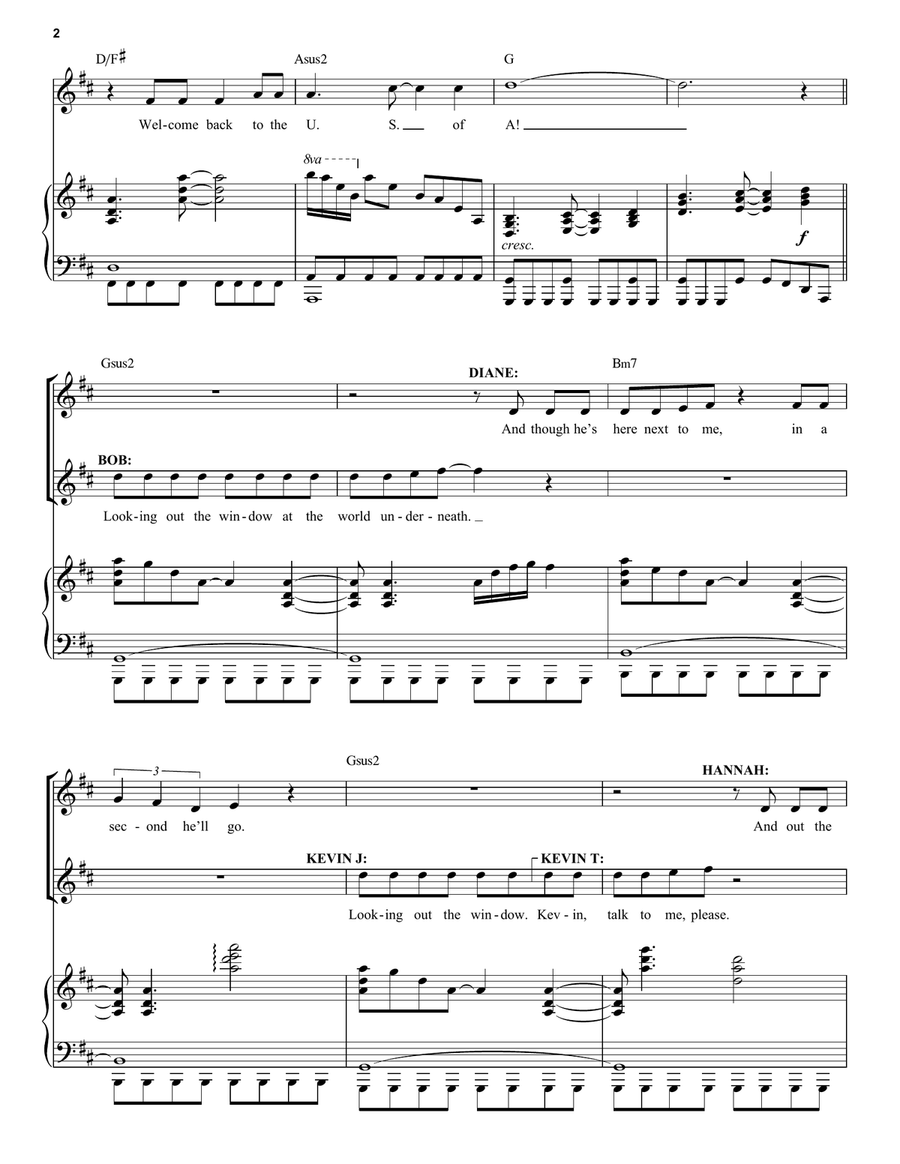Somewhere In The Middle Of Nowhere (38 Planes Reprise) (from Come from Away) Piano, Vocal scores gallery preview page 2