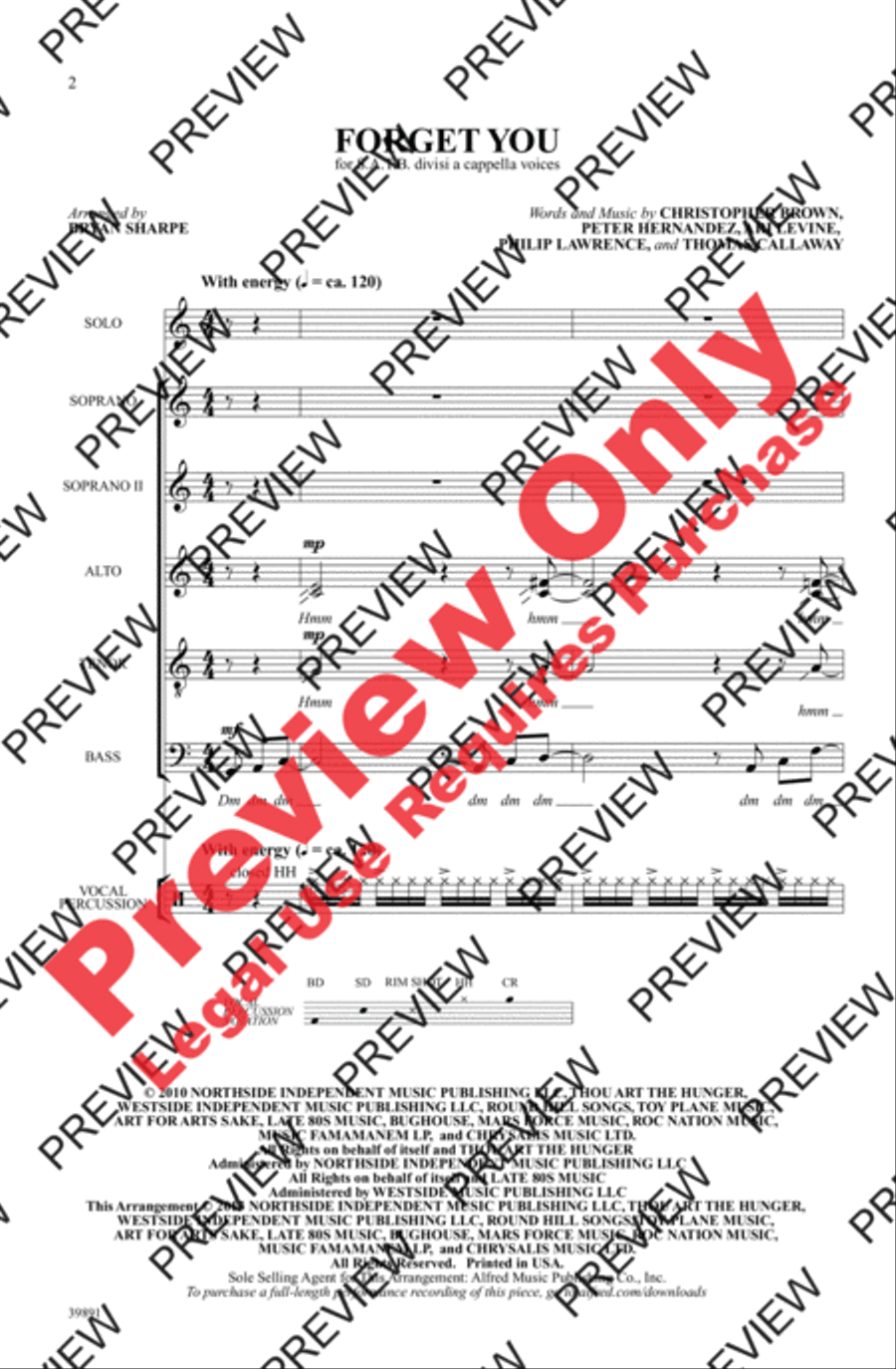 Forget You 4-Part scores gallery preview page 2