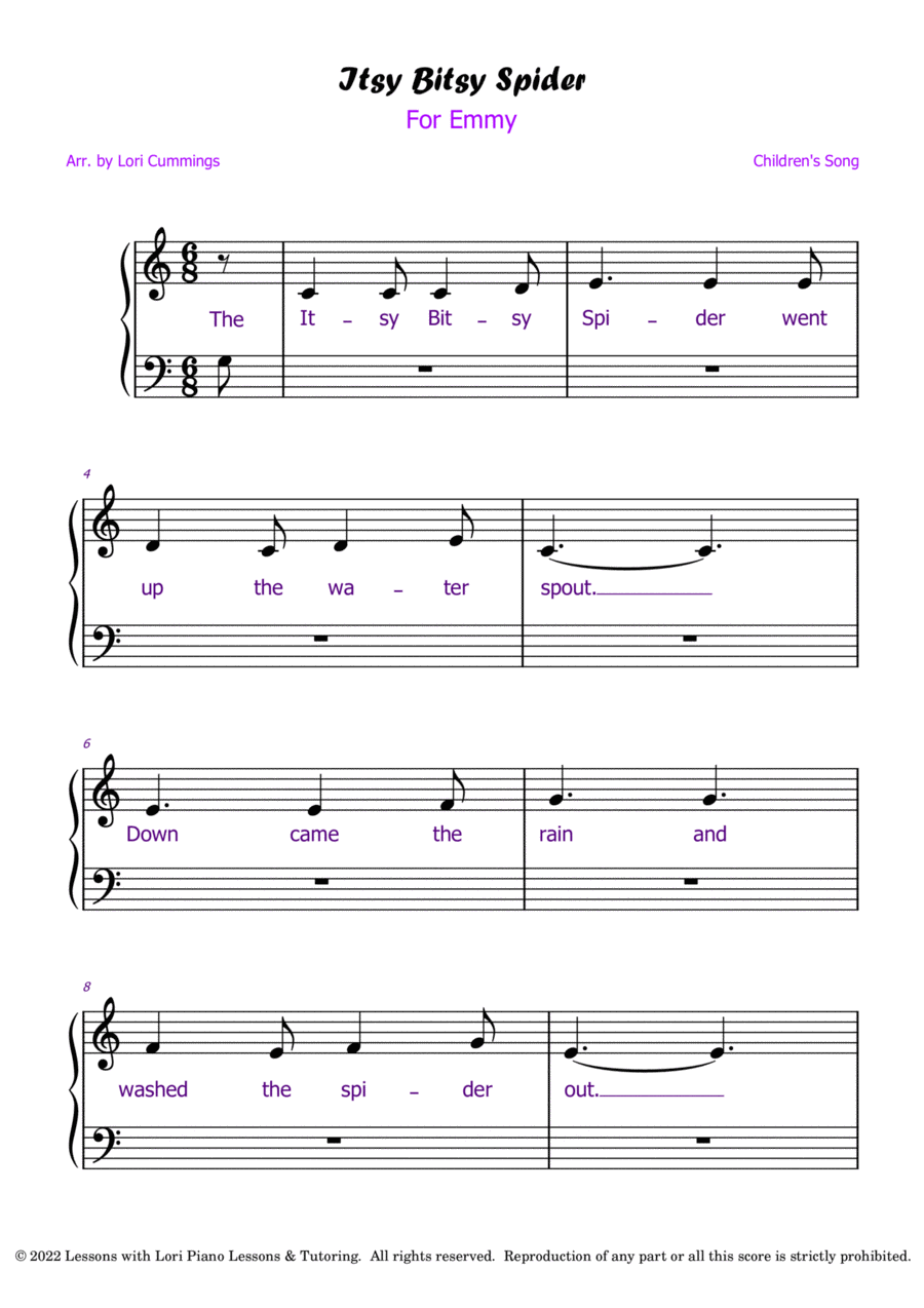 Itsy Bitsy Spider Piano Method scores gallery preview page 1