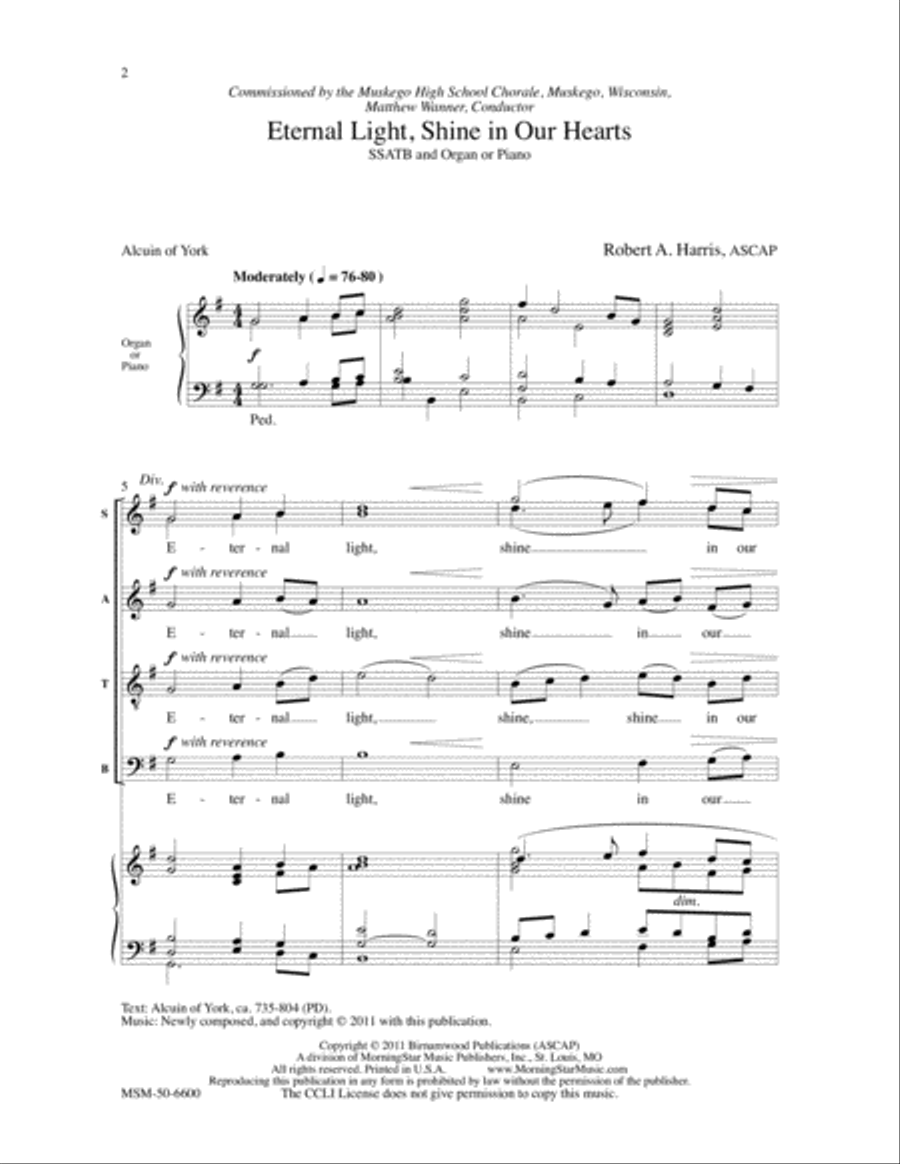 Eternal Light, Shine in Our Hearts SSATB scores gallery preview page 2