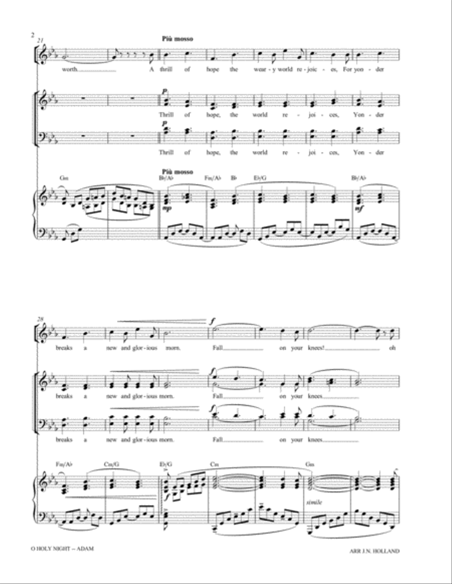 O Holy Night (Cantique de Noel) Adolphe Adam for High Voice and SATB Chorus 4-Part scores gallery preview page 4