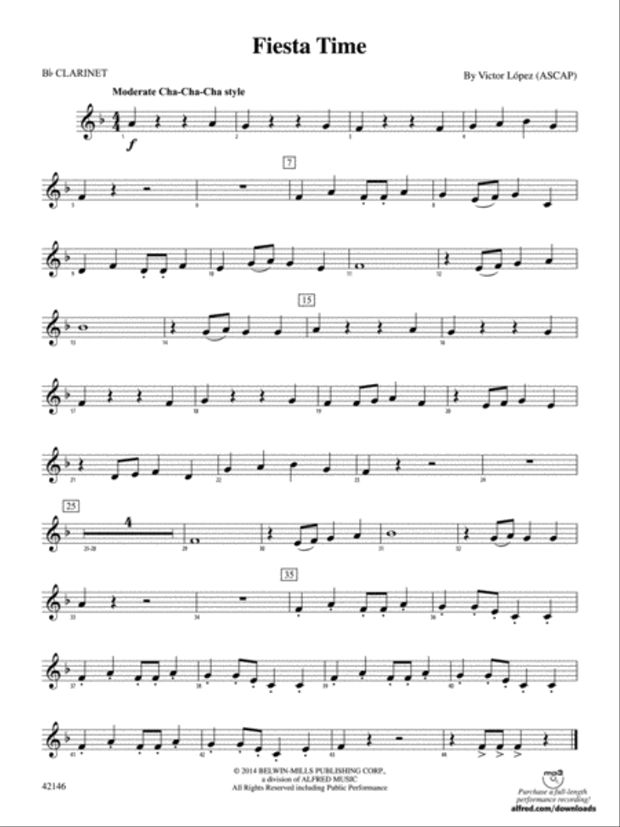 Fiesta Time: 1st B-flat Clarinet Concert Band scores gallery preview page 1