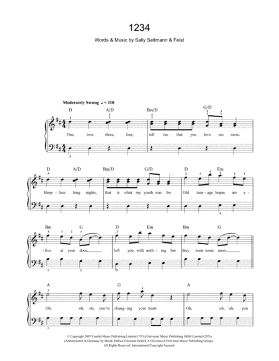 1234 Easy Piano scores gallery preview page 1