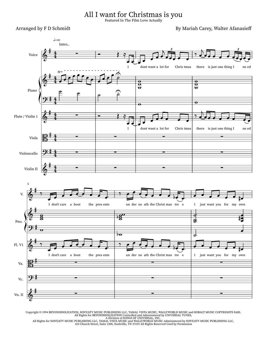 All I Want For Christmas Is You Small Ensemble scores gallery preview page 1