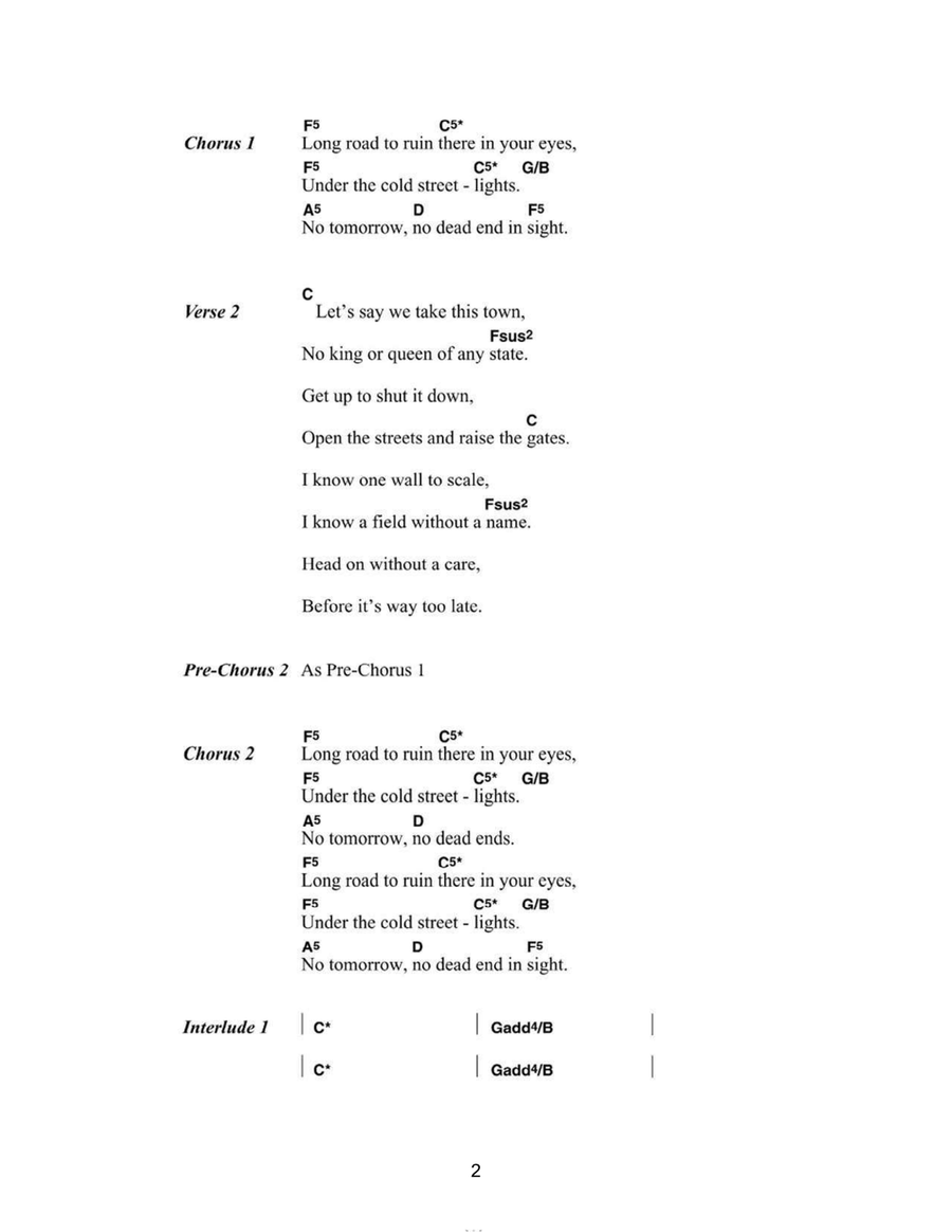 Long Road To Ruin Easy Guitar scores gallery preview page 2