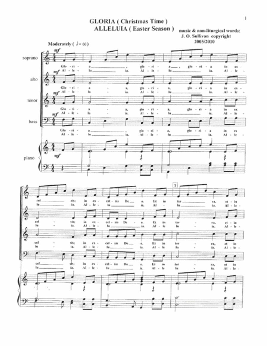 Gloria~Christmas/Alleluia~Easter 4-Part scores gallery preview page 2