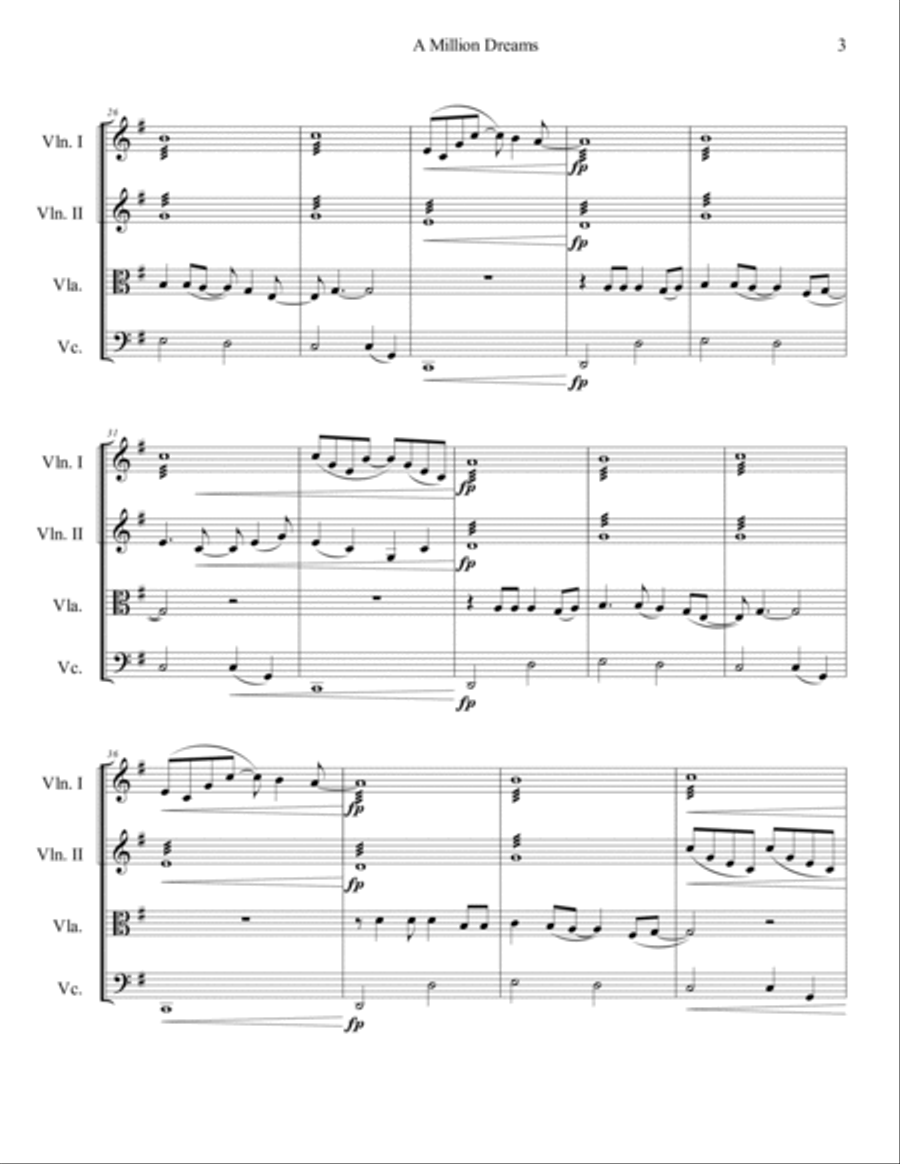 A Million Dreams A Million Dreams String Quartet scores gallery preview page 4
