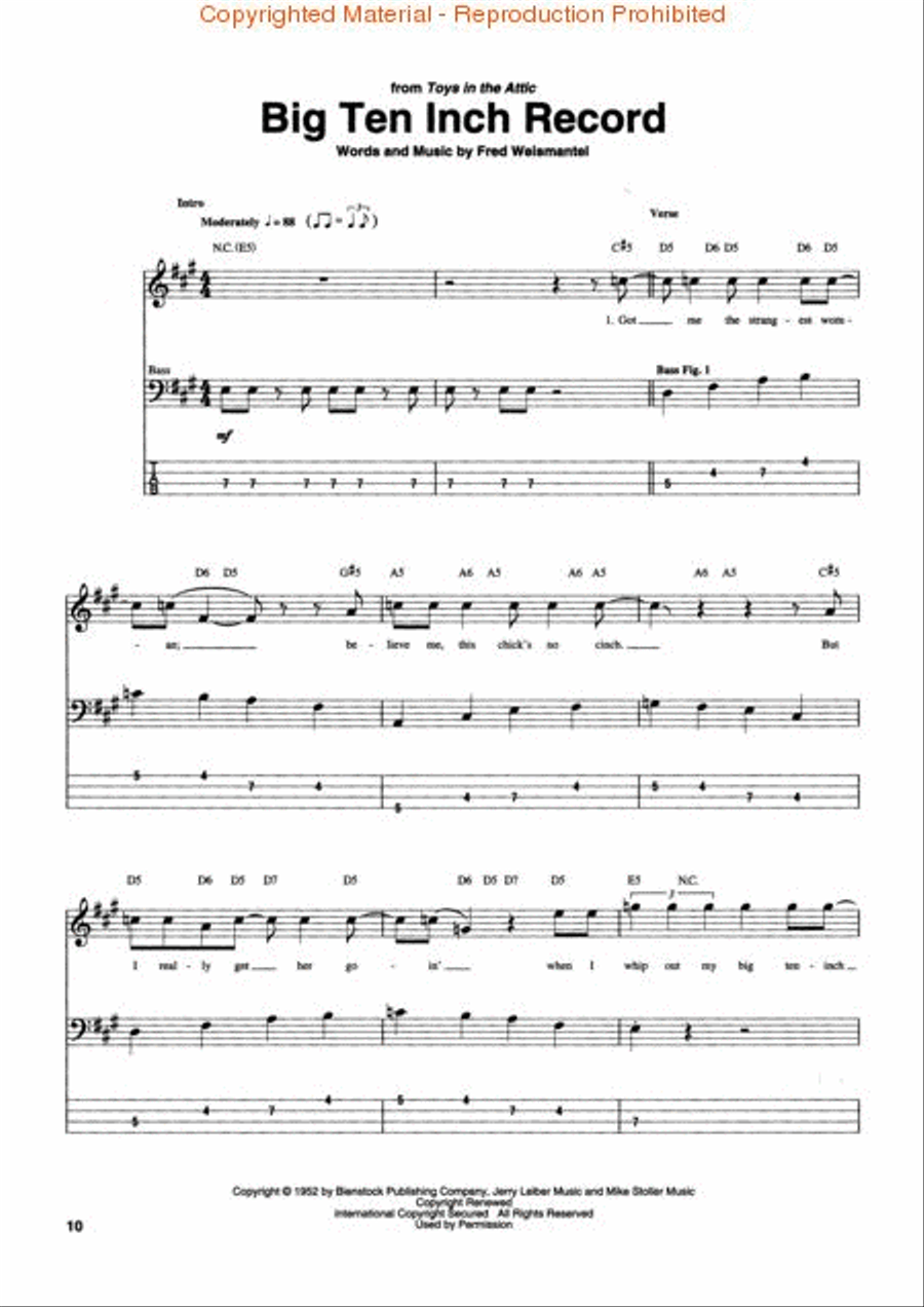 Aerosmith Bass Collection Bass Guitar Tablature scores gallery preview page 3