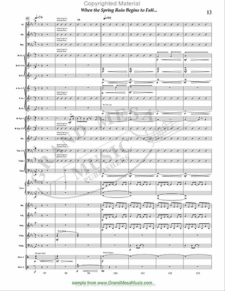 When the Spring Rain Begins to Fall Concert Band scores gallery preview page 14