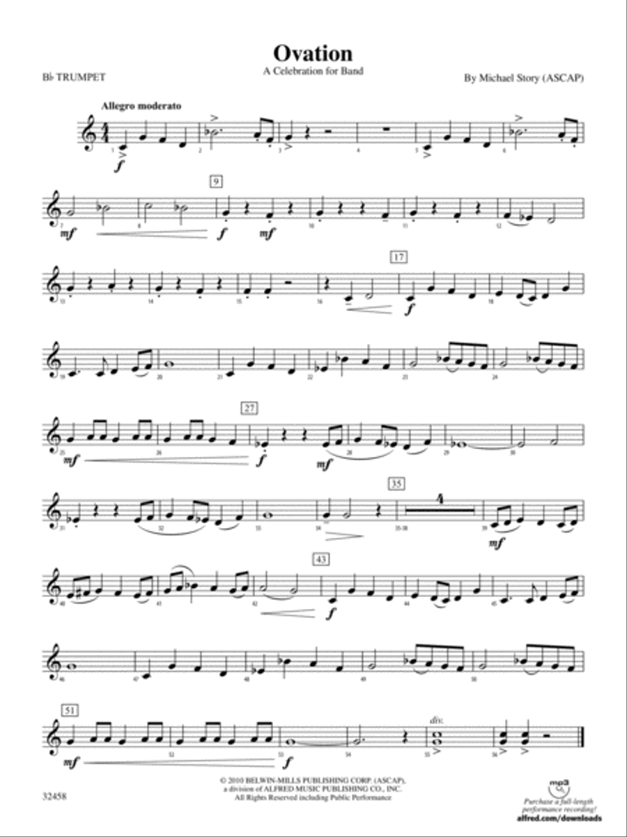Ovation: 1st B-flat Trumpet Concert Band scores gallery preview page 1