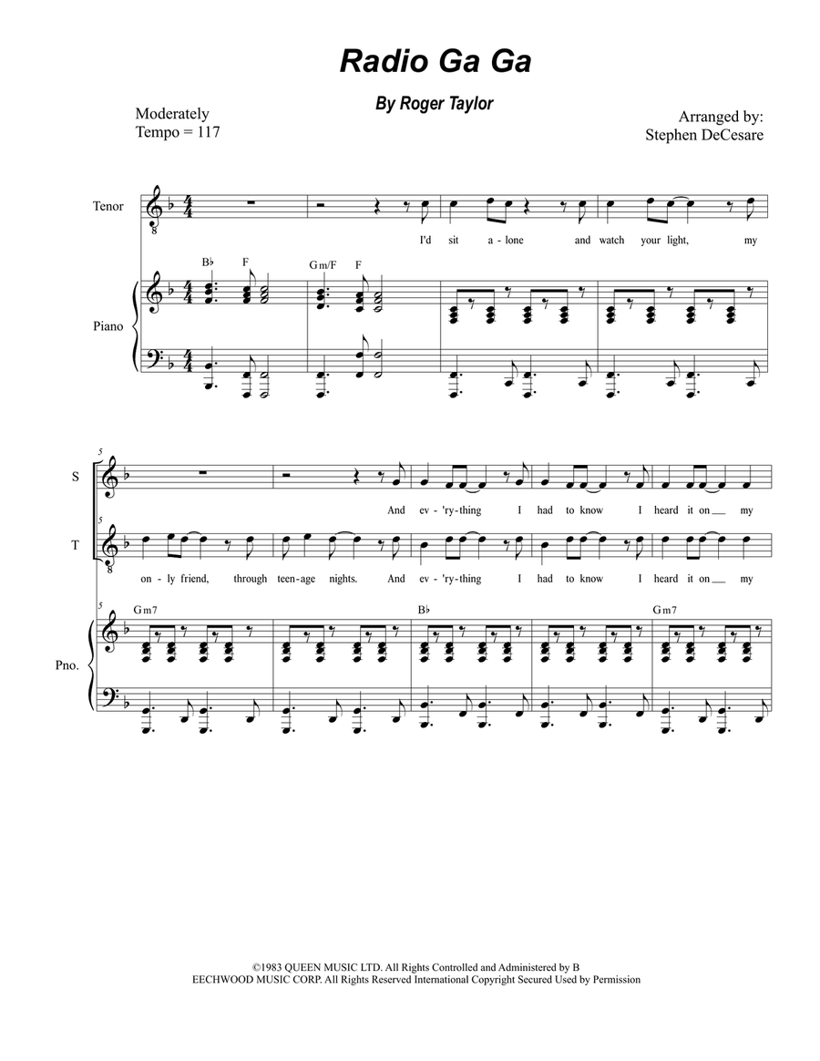 Radio Ga Ga Choir scores gallery preview page 1