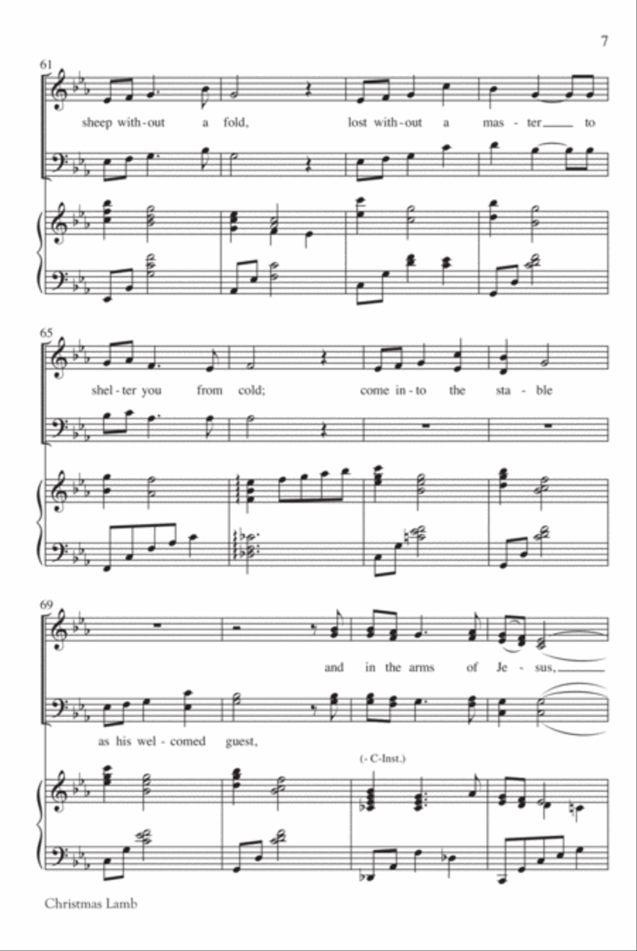 Christmas Lamb - SATB w/opt. C Instrument (included) 4-Part scores gallery preview page 7