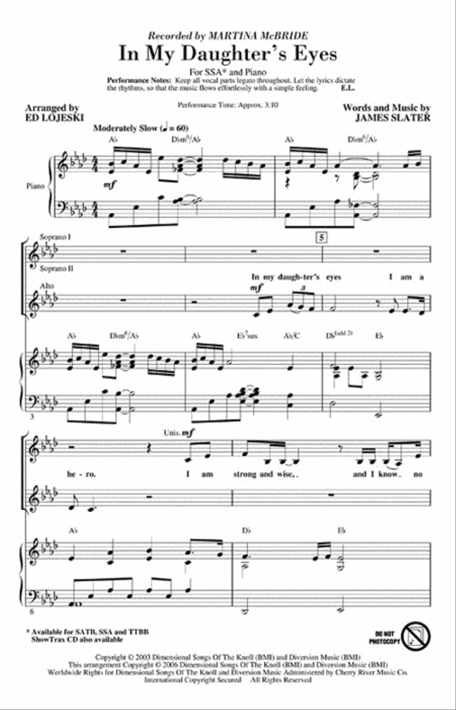 In My Daughter's Eyes SSA scores gallery preview page 2