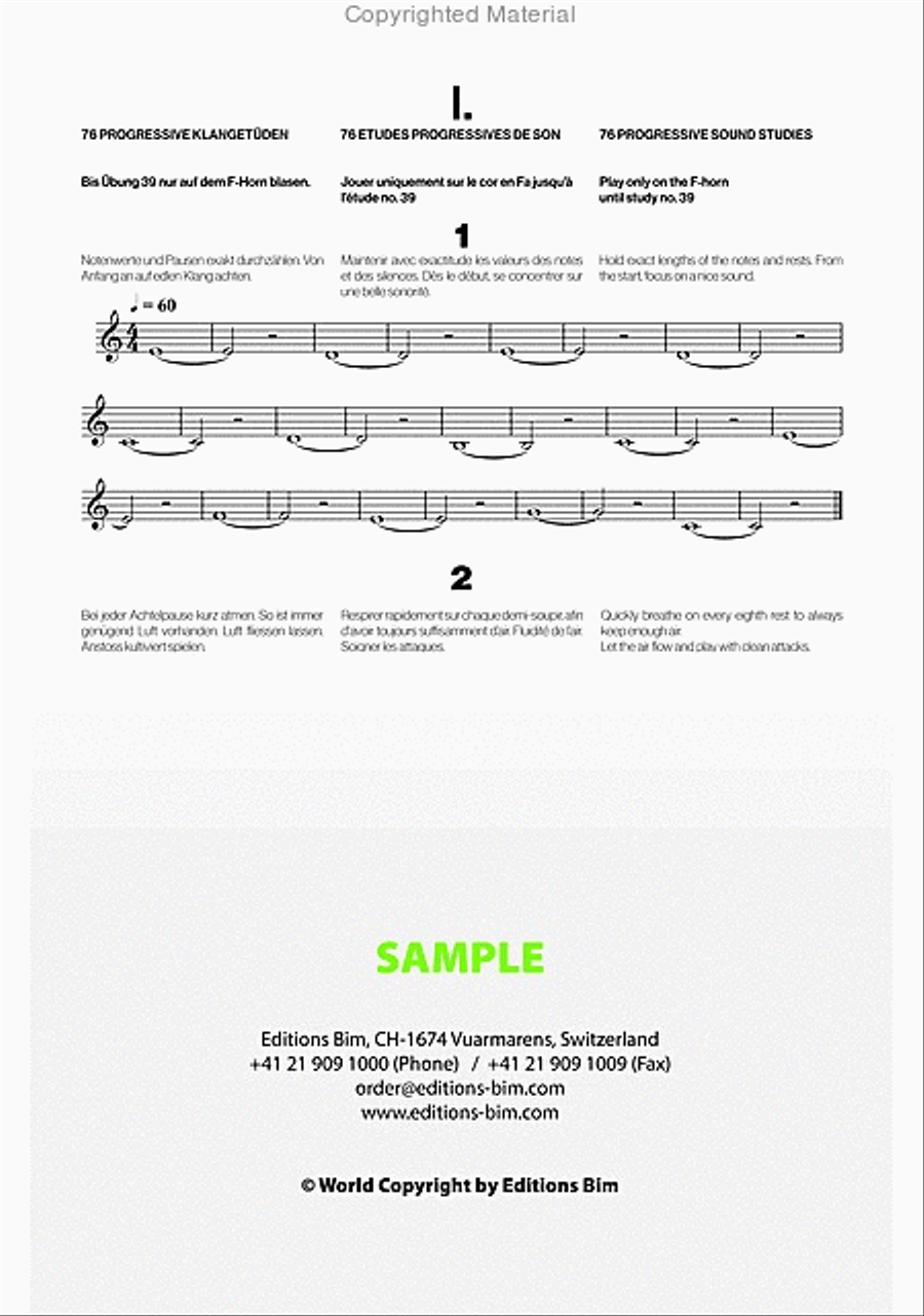 76 Progressive Klangetüden für Horn