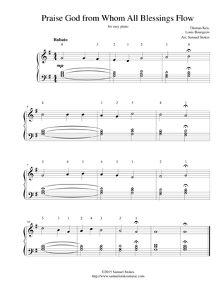 Praise God from Whom All Blessings Flow (Doxology) - for easy piano