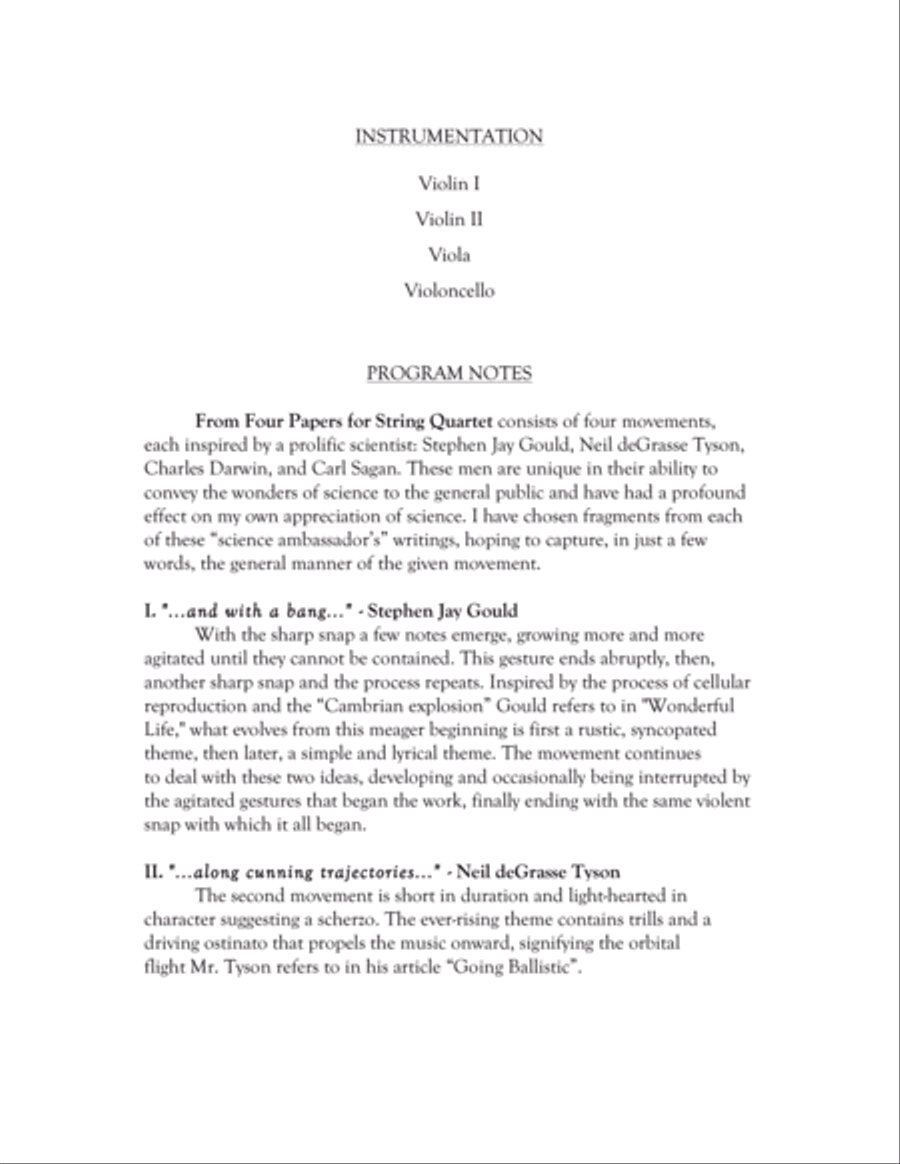 From Four Papers - for String Quartet String Quartet scores gallery preview page 3
