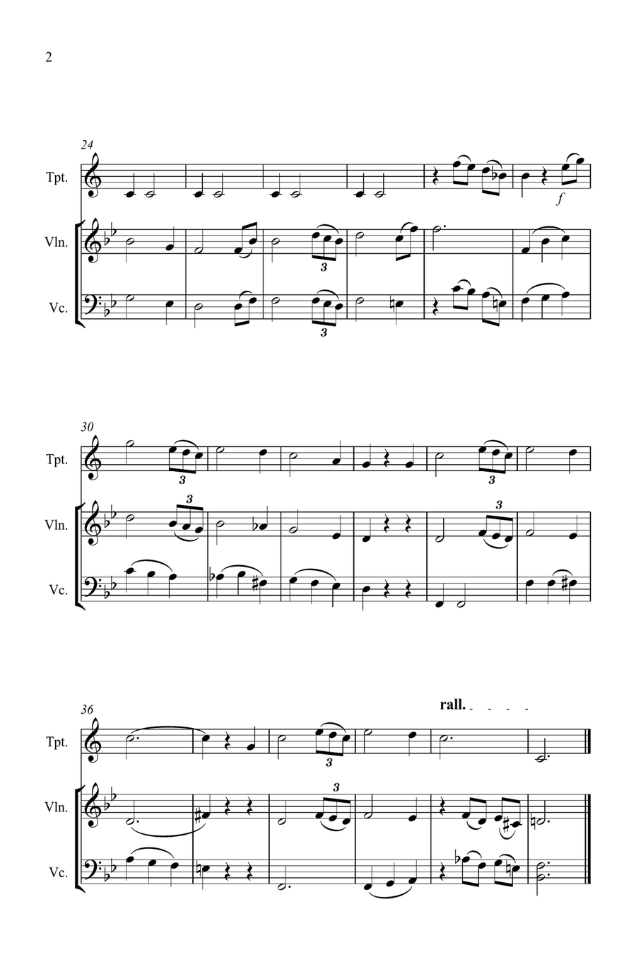 Amazing Grace for Trumpet, Violin and Cello Trio Small Ensemble scores gallery preview page 2