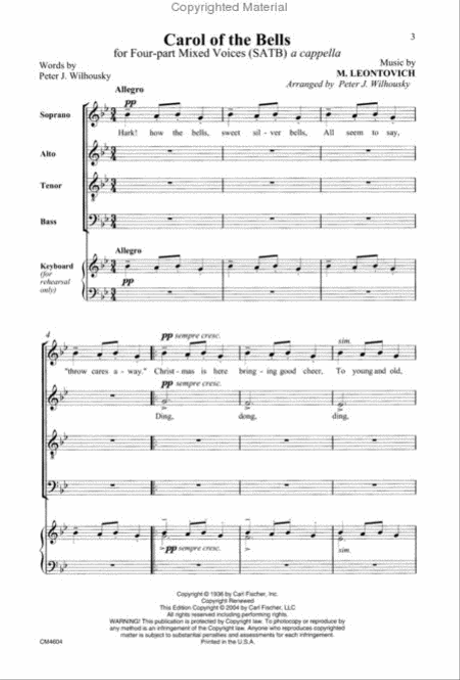 Carol of the Bells 4-Part scores gallery preview page 2